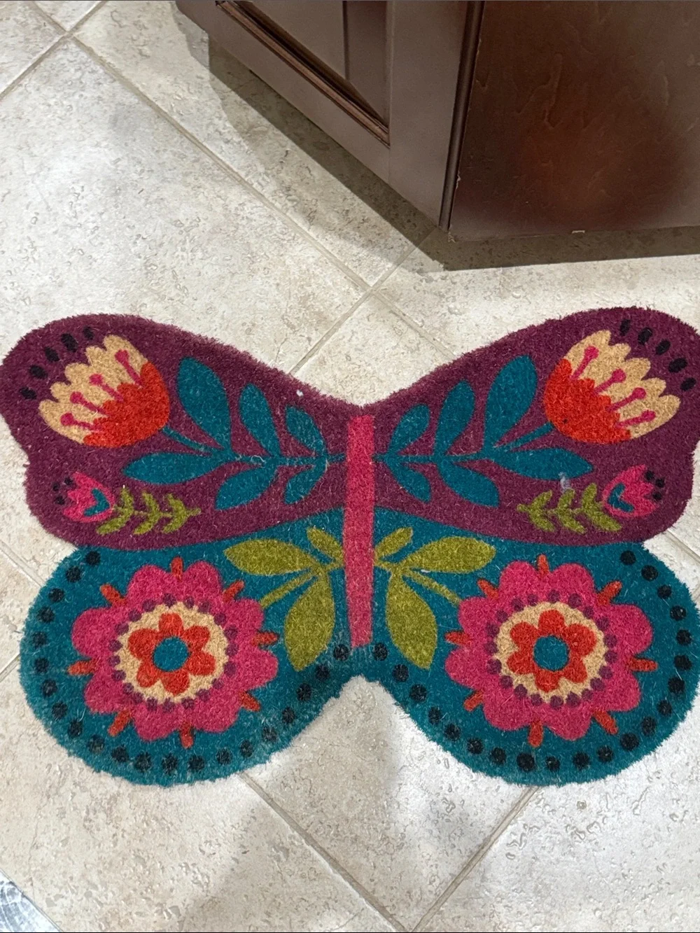 NATURAL LIFE Butterfly Floral Doormat